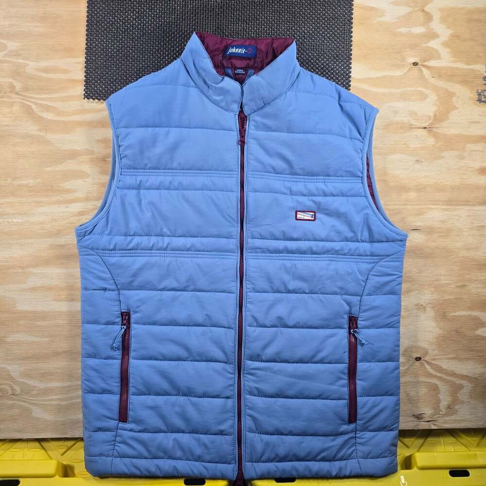 Johnnie-O Puffer Vest Size L Blue Quilted Full Zip